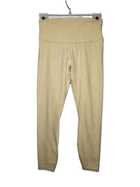 Alo Yoga Alosoft Lounge Leggings 7/8 Light Warm Butter Yellow Heather Small EUC
